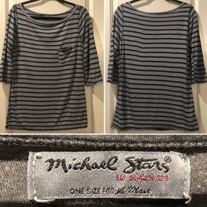 Michael Stars | Black Striped Gray Tee Shirt